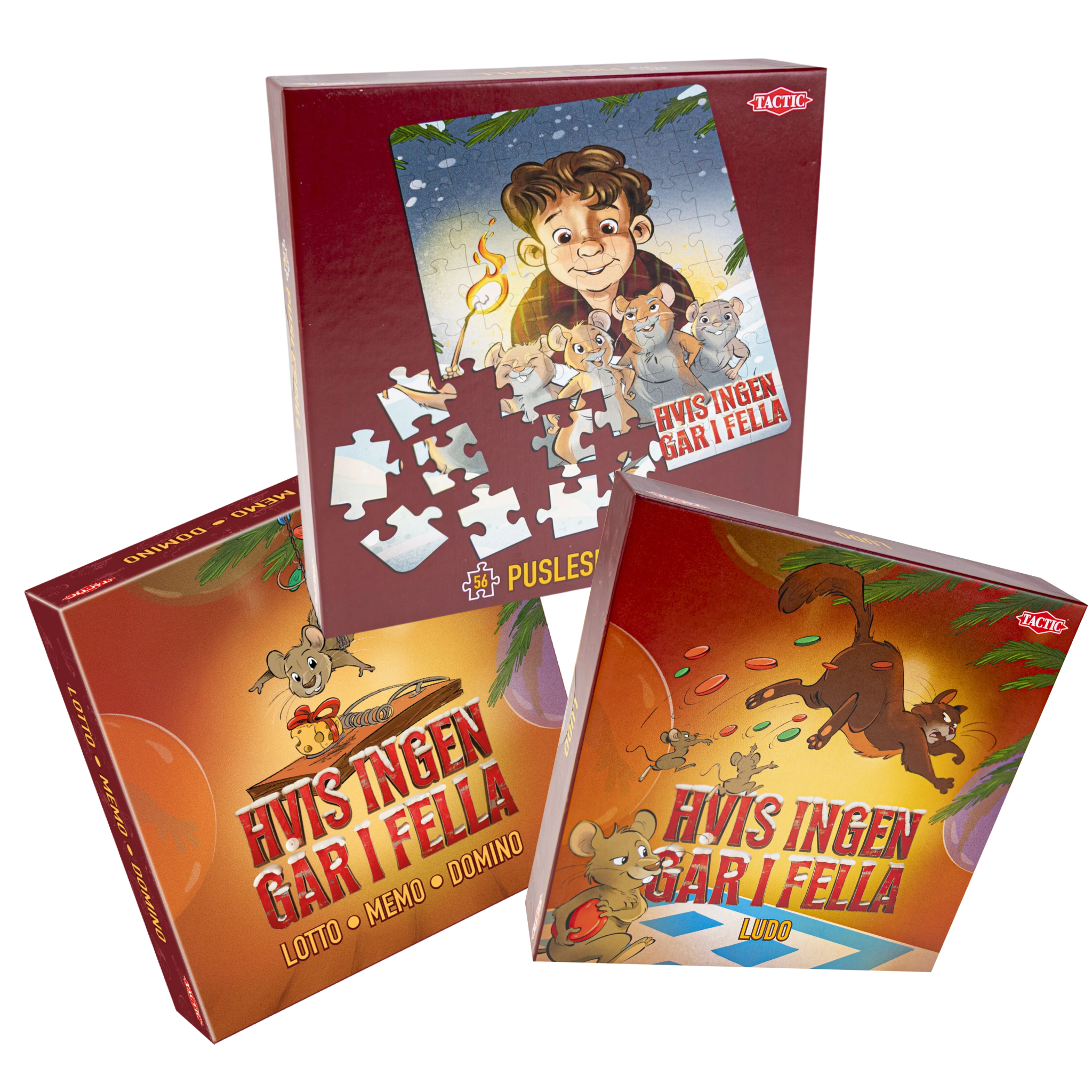 Hvis ingen går i fella komplett spillpakke med Ludo, 3-i-1 spill og puslespill fra norsk julefilm